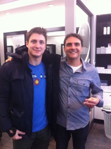 Tyler Bozak (left) of the Toronto Maple Leafs after his hair cut by Paolo Santelli (right). Go Leafs go!